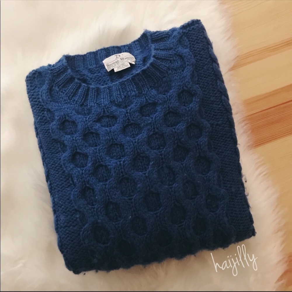 vintage neiman marcus hand knit 100% wool sweater